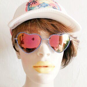 Heart Shaped Mirror Lens Sunglasses Swarovski Crystal Hand Embellished